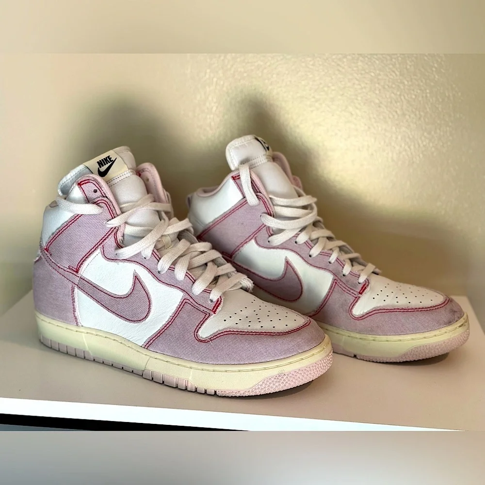 Nike Dunk High White Pink Canvas Sneakers Women’s | Retro Streetwear | Size 11.5
